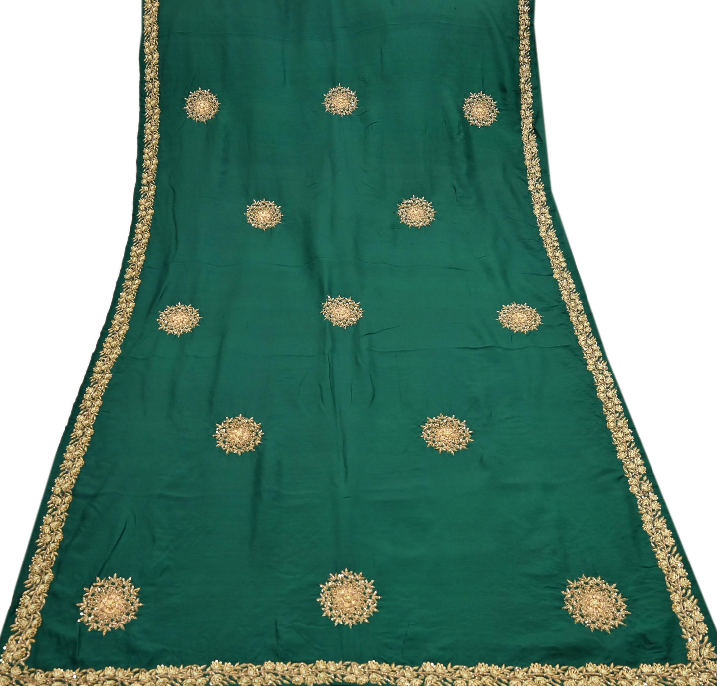 Rare Vintage Bottle Green Pure Silk Saree Zardozi Hand Embroidered Designer Sabyasachi Sari 5.5 Yard Bollywood Party Wear