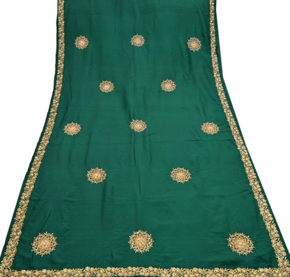 Rare Vintage Bottle Green Pure Silk Saree Zardozi Hand Embroidered Designer Sabyasachi Sari 5.5 Yard Bollywood Party Wear