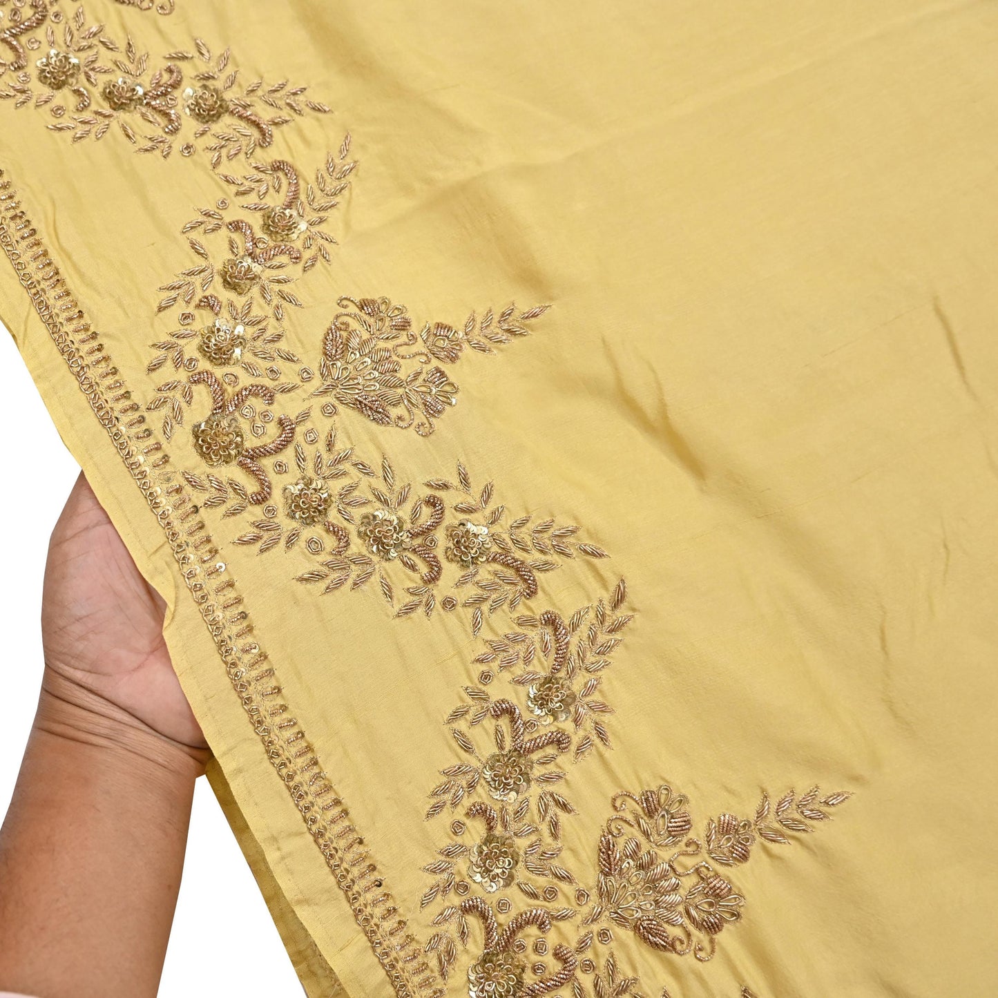 Rare Vintage Yellow Pure Silk Saree Zardozi Hand Embroidered Designer Sabyasachi Sari 5.5 Yard Bollywood Party Wear