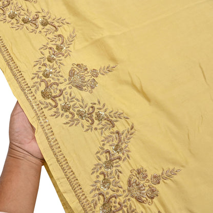 Rare Vintage Yellow Pure Silk Saree Zardozi Hand Embroidered Designer Sabyasachi Sari 5.5 Yard Bollywood Party Wear