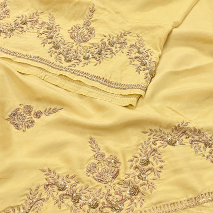 Rare Vintage Yellow Pure Silk Saree Zardozi Hand Embroidered Designer Sabyasachi Sari 5.5 Yard Bollywood Party Wear