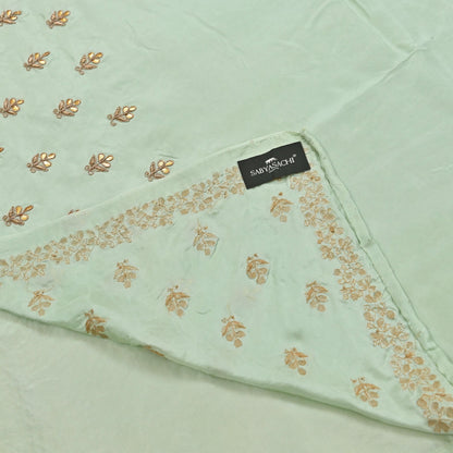 Rare Vintage Pista Green Pure Silk Saree Zardozi Gota Hand Embroidered Designer Sabyasachi Sari 5.5 Yard Bollywood Party Wear