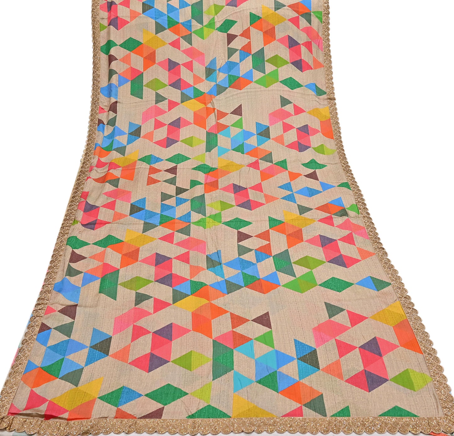 Rare Vintage Multi Pure Satin Silk Saree Hand Embroidered Fabric 5.5 Yards Sari Bollywood Party Wear Ethnic Designer Saree