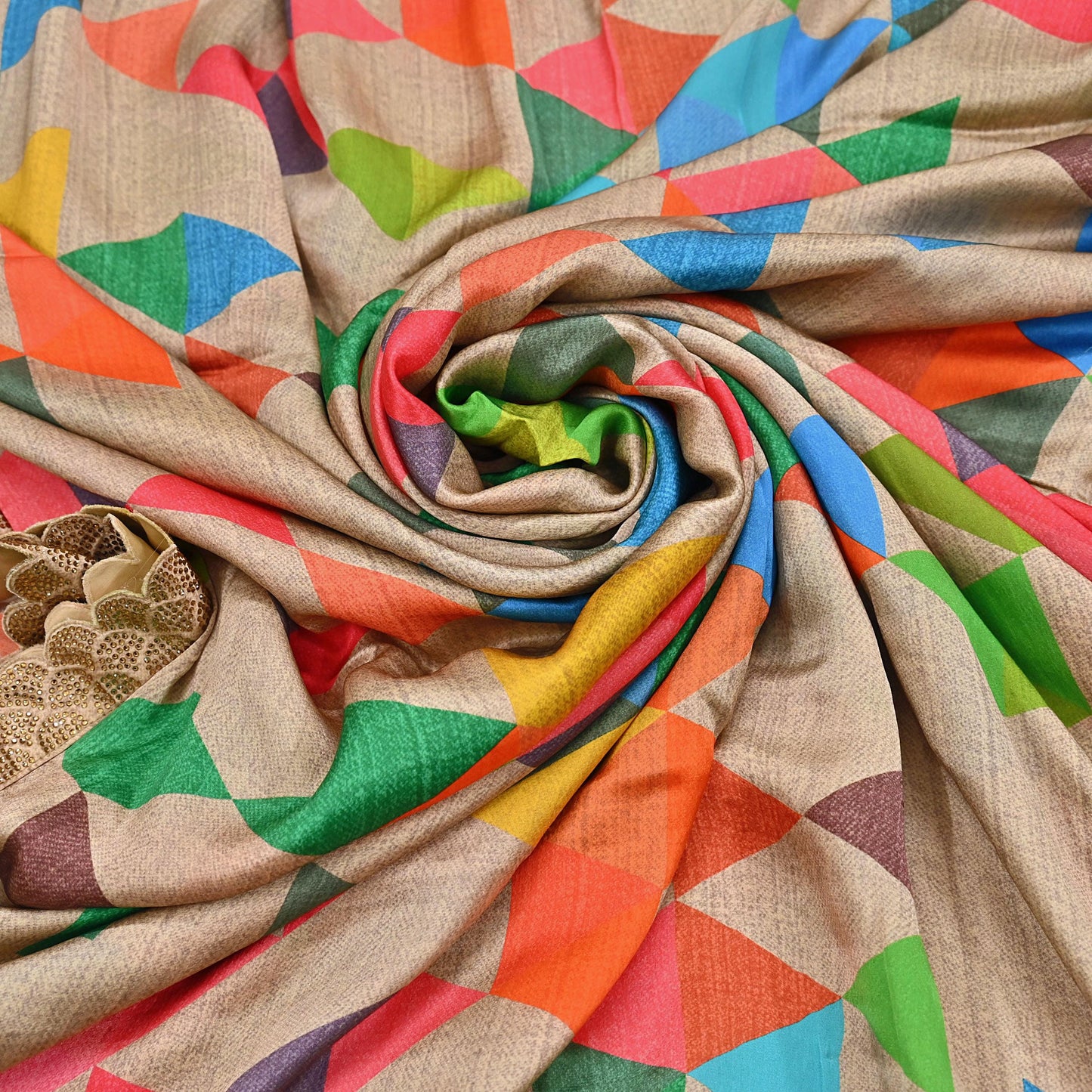 Rare Vintage Multi Pure Satin Silk Saree Hand Embroidered Fabric 5.5 Yards Sari Bollywood Party Wear Ethnic Designer Saree