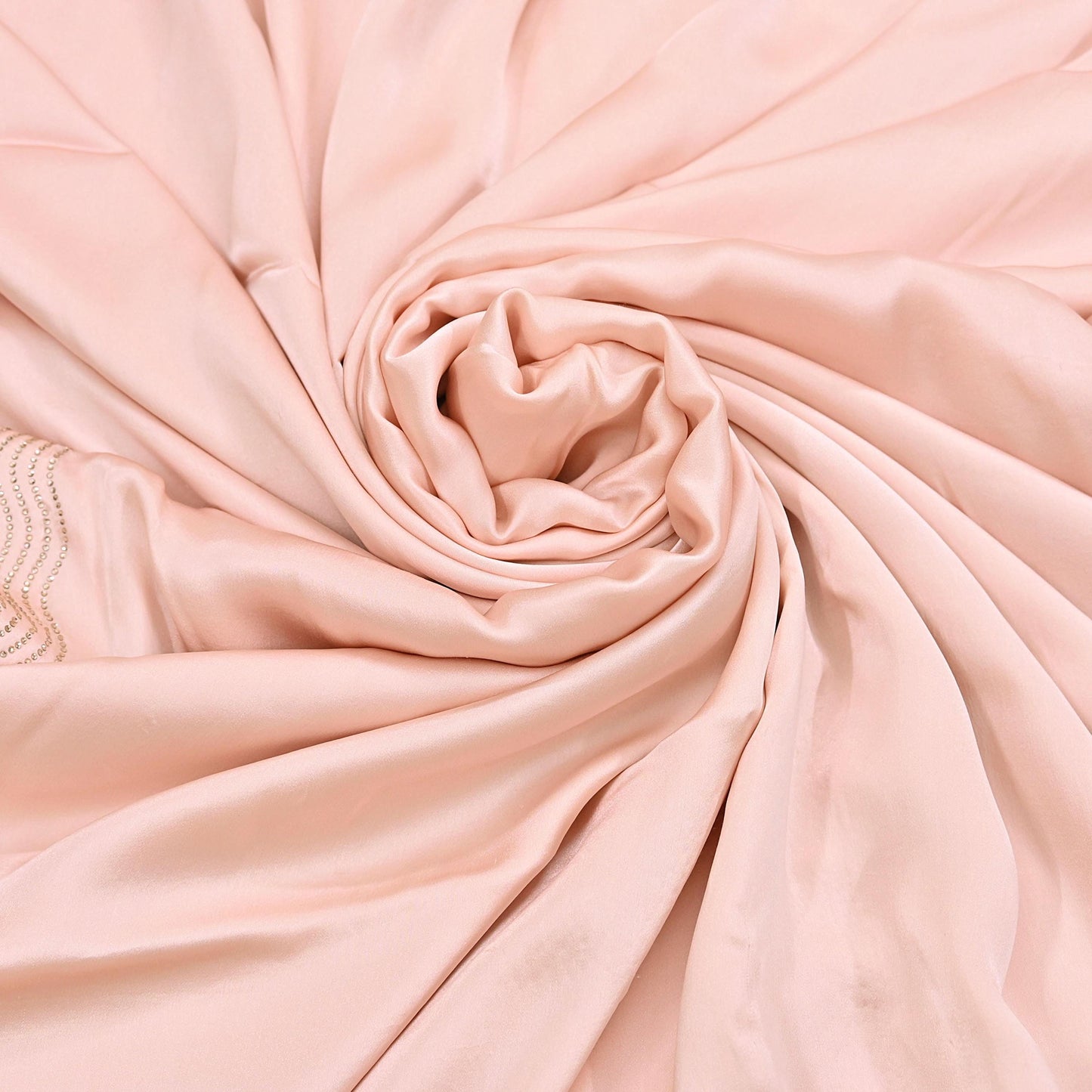 Rare Vintage Peach Pure Satin Silk Saree Hand Embroidered Fabric 5.5 Yards Sari Bollywood Party Wear Ethnic Saree