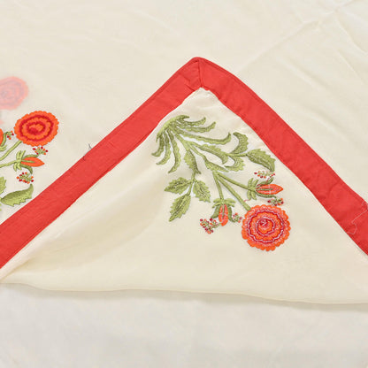 Indian Rare Vintage Zardozi Sarees Ivory Blend Georgette Hand Embroidered Sari Fabric 5.5 Yards Sewing Ethnic saree