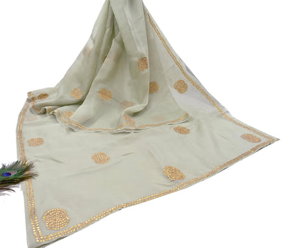Rare Vintage Green Pure Organza Silk Saree Zardozi Hand Embroidered Designer Sari 6 Yard Bollywood Party Wear
