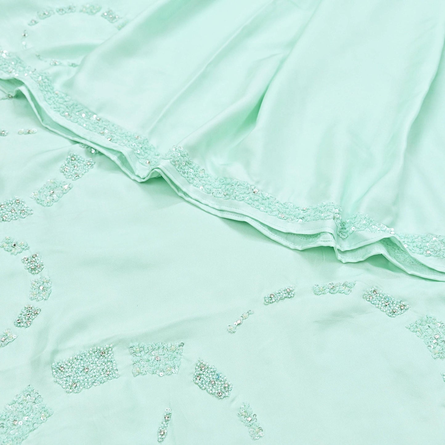 Rare Vintage Green Pure Silk Saree Hand Beaded Abu Jani Designer Sari 5.5 Yards Bollywood Party Wear Ethnic