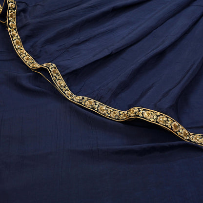 Rare Vintage Blue Pure Silk Saree Zardozi Hand Embroidered Designer Sabyasachi Sari 6 Yard Bollywood Party Wear