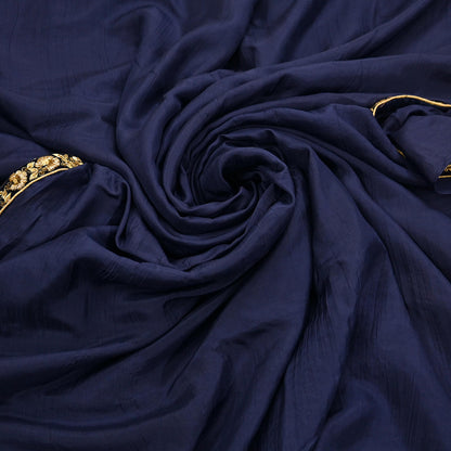 Rare Vintage Blue Pure Silk Saree Zardozi Hand Embroidered Designer Sabyasachi Sari 6 Yard Bollywood Party Wear