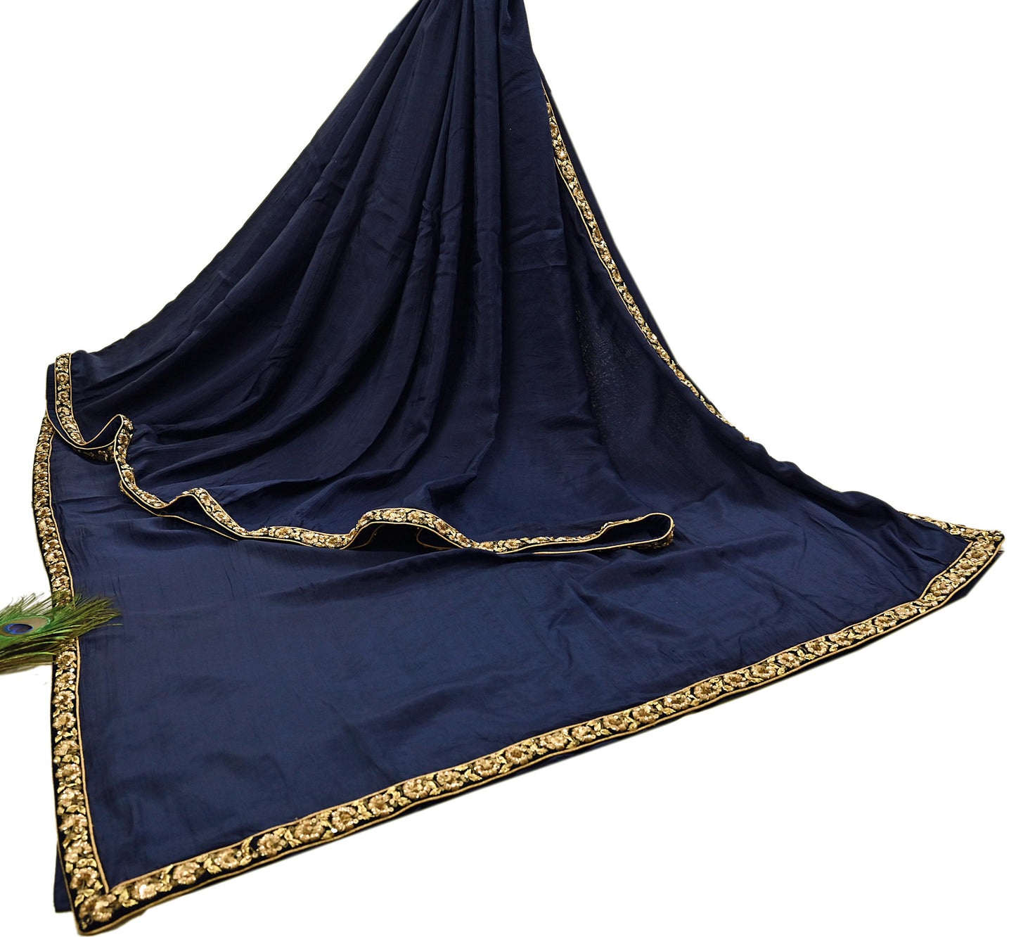 Rare Vintage Blue Pure Silk Saree Zardozi Hand Embroidered Designer Sabyasachi Sari 6 Yard Bollywood Party Wear
