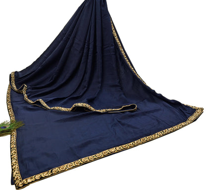 Rare Vintage Blue Pure Silk Saree Zardozi Hand Embroidered Designer Sabyasachi Sari 6 Yard Bollywood Party Wear