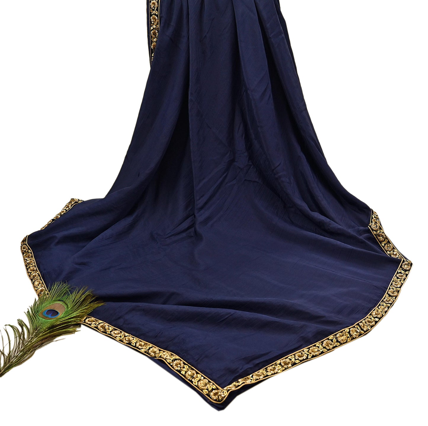 Rare Vintage Blue Pure Silk Saree Zardozi Hand Embroidered Designer Sabyasachi Sari 6 Yard Bollywood Party Wear