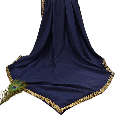 Rare Vintage Blue Pure Silk Saree Zardozi Hand Embroidered Designer Sabyasachi Sari 6 Yard Bollywood Party Wear