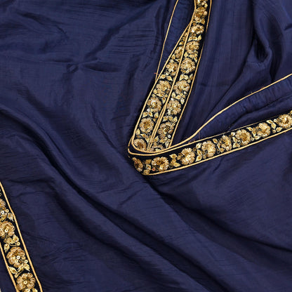 Rare Vintage Blue Pure Silk Saree Zardozi Hand Embroidered Designer Sabyasachi Sari 6 Yard Bollywood Party Wear