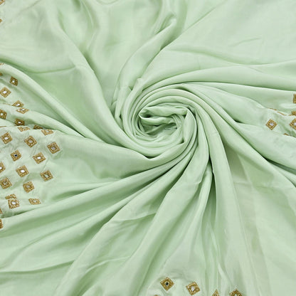 Rare Vintage Green Pure Silk Saree Hand Embroidered Fabric 6 Yard Sari Bollywood Party Wear Ethnic Designer Saree