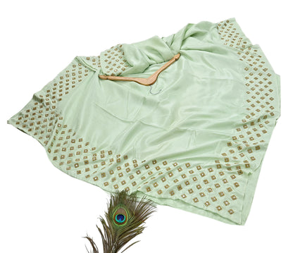 Rare Vintage Green Pure Silk Saree Hand Embroidered Fabric 6 Yard Sari Bollywood Party Wear Ethnic Designer Saree