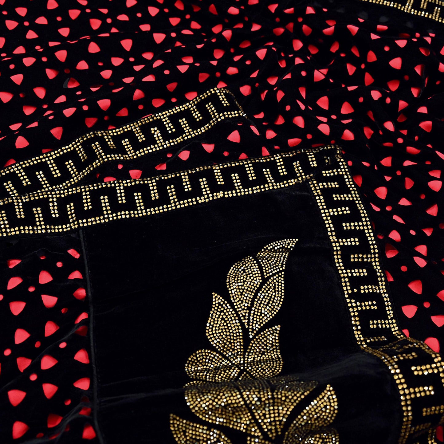 Rare Vintage Black Peach Velvet & Satin Silk Saree Embroidered Fabric 6 Yard Sari Bollywood Party Wear Saree