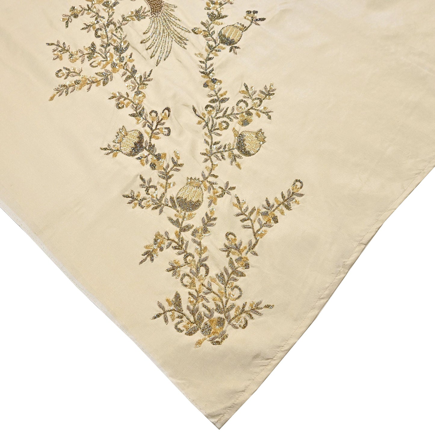 Rare Vintage Golden Ivory Pure Silk Saree Zardozi Hand Embroidered Designer Sabyasachi Sari 5.5 Yard Bollywood Party Wear