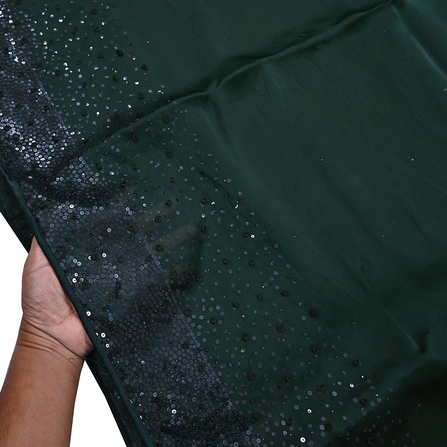 Rare Vintage Bottle Green Pure Organza Silk Saree Zardozi Hand Embroidered Sari 5.5 Yard Bollywood Party Wear