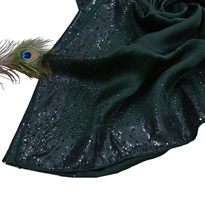 Rare Vintage Bottle Green Pure Organza Silk Saree Zardozi Hand Embroidered Sari 5.5 Yard Bollywood Party Wear