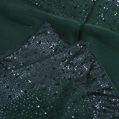Rare Vintage Bottle Green Pure Organza Silk Saree Zardozi Hand Embroidered Sari 5.5 Yard Bollywood Party Wear