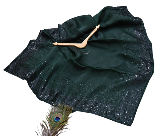 Rare Vintage Bottle Green Pure Organza Silk Saree Zardozi Hand Embroidered Sari 5.5 Yard Bollywood Party Wear