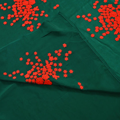 Rare Vintage Green Pure Satin Silk Saree Hand Embroidered Designer Abu Jani Sari 6 Yard Bollywood Party Wear
