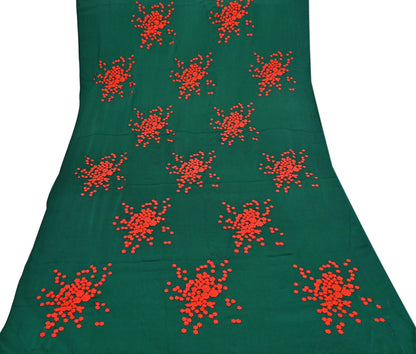Rare Vintage Green Pure Satin Silk Saree Hand Embroidered Designer Abu Jani Sari 6 Yard Bollywood Party Wear