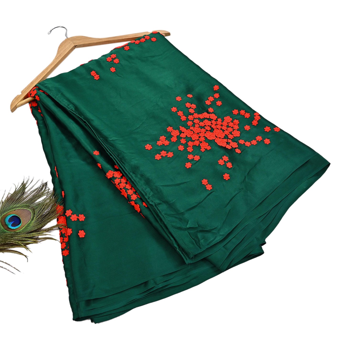 Rare Vintage Green Pure Satin Silk Saree Hand Embroidered Designer Abu Jani Sari 6 Yard Bollywood Party Wear