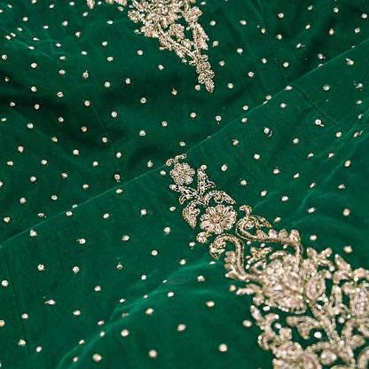 Bottle Green Velvet Anarkali Gown Vintage Bollywood Dress Zardozi Embroidered Floor Length Ethnic Party Wear Wedding Outfit