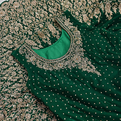 Bottle Green Velvet Anarkali Gown Vintage Bollywood Dress Zardozi Embroidered Floor Length Ethnic Party Wear Wedding Outfit