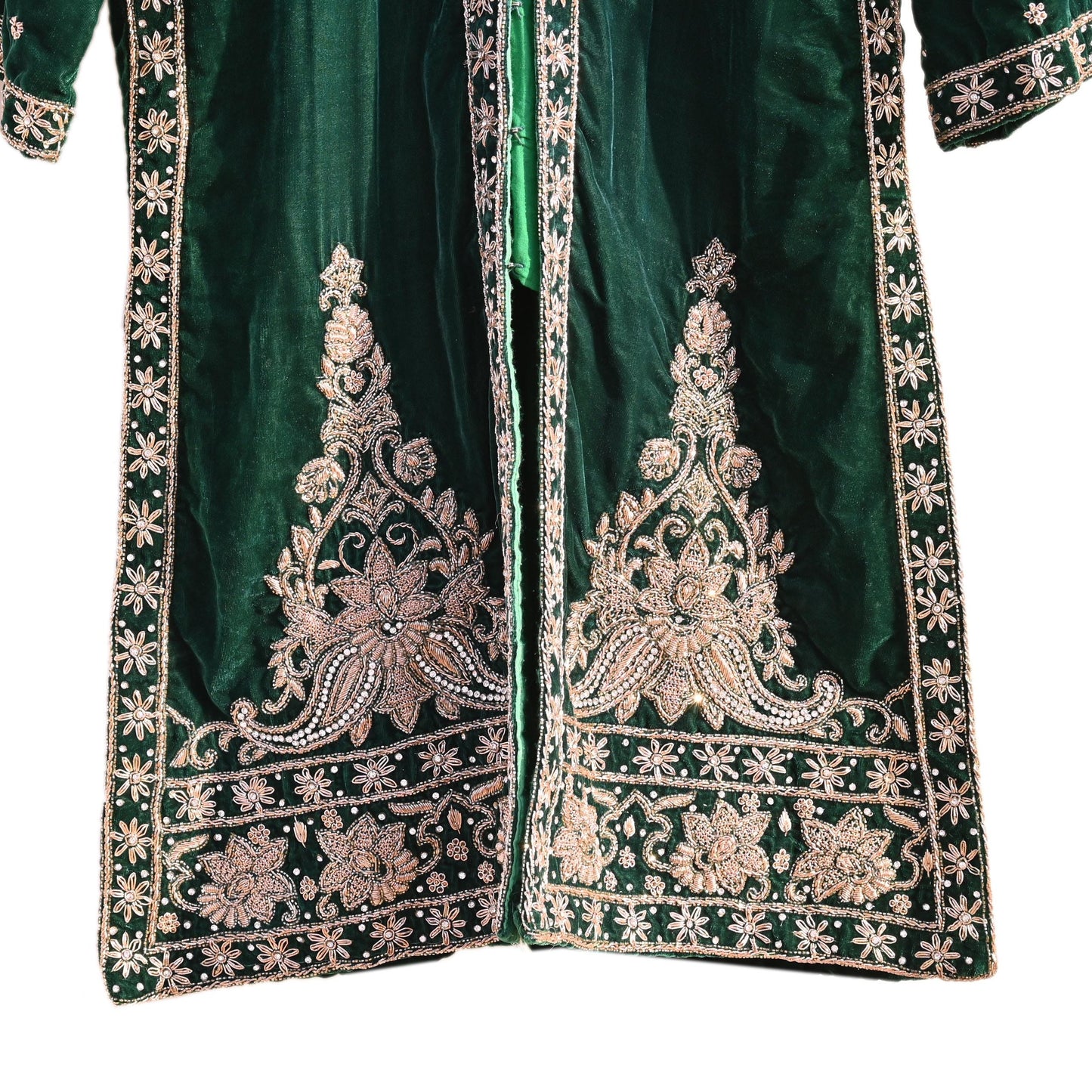 Green Velvet Straight Kurta Vintage Bollywood Dress Zardozi Embroidered Floor Length Ethnic Party Wear Wedding Outfit