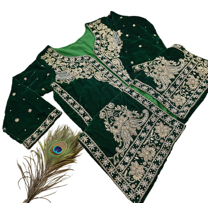 Green Velvet Straight Kurta Vintage Bollywood Dress Zardozi Embroidered Floor Length Ethnic Party Wear Wedding Outfit