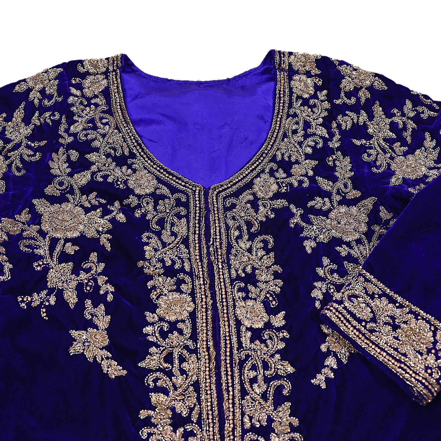 Royal Blue Velvet Anarkali Gown Vintage Bollywood Dress hand Zardozi Embroidered Floor Length Ethnic Party Wear Wedding Outfit