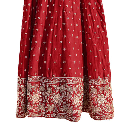 Red Velvet Anarkali Gown Vintage Bollywood Dress Zardozi hand Embroidered Floor Length Ethnic Party Wear Wedding Outfit