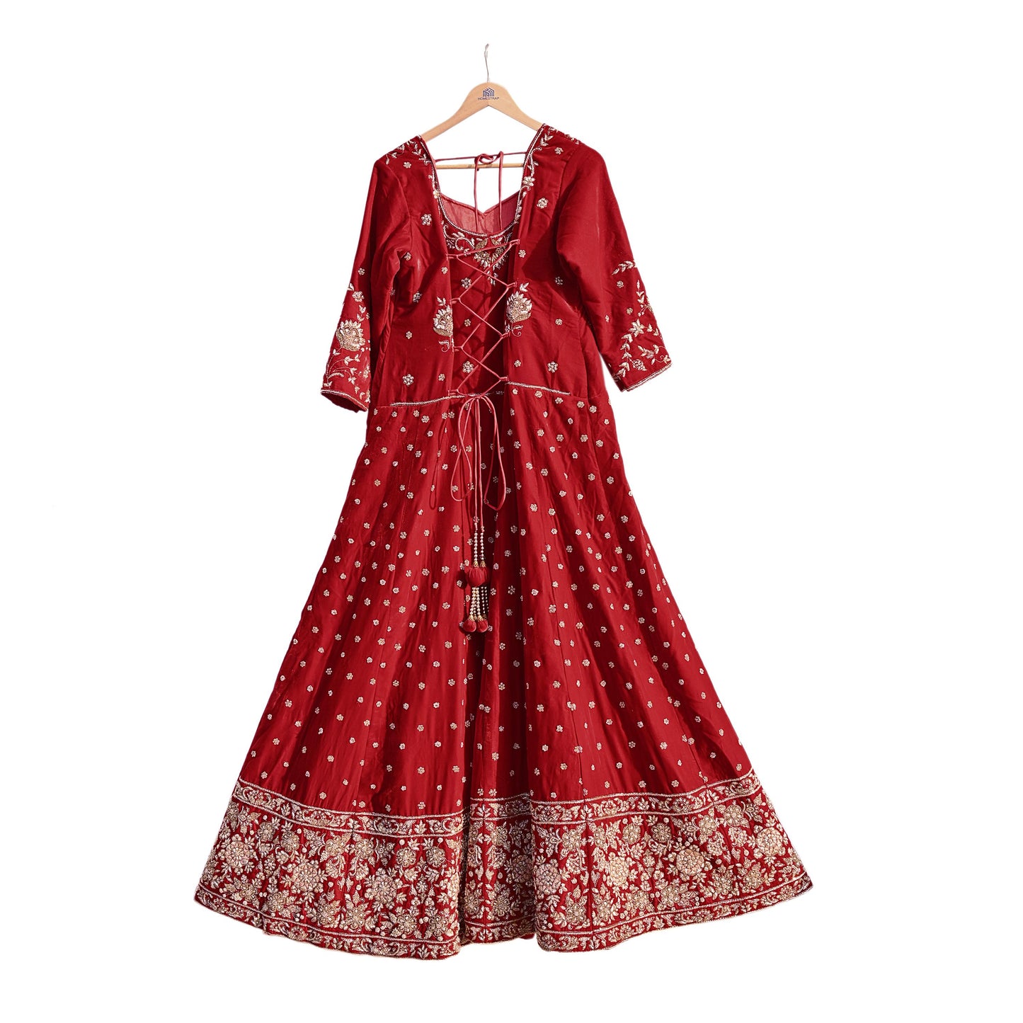 Red Velvet Anarkali Gown Vintage Bollywood Dress Zardozi hand Embroidered Floor Length Ethnic Party Wear Wedding Outfit