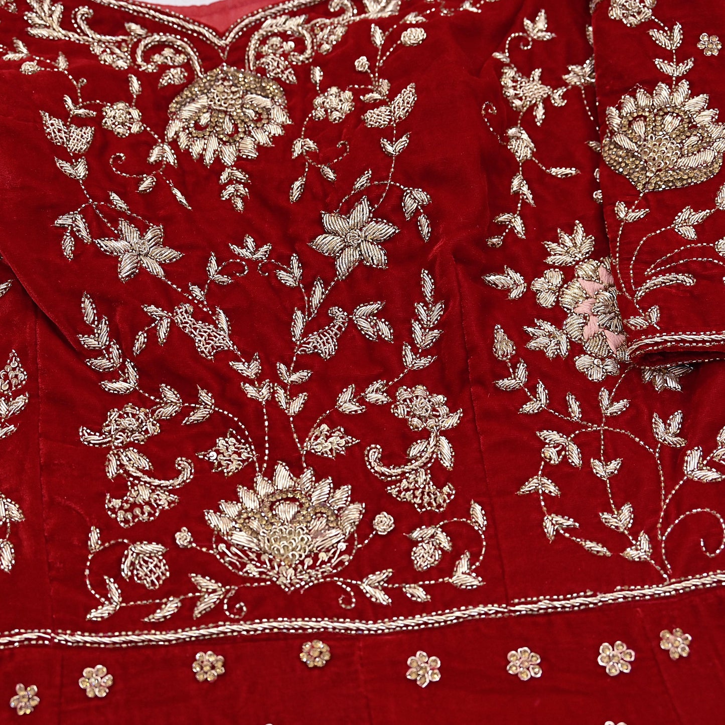 Red Velvet Anarkali Gown Vintage Bollywood Dress Zardozi hand Embroidered Floor Length Ethnic Party Wear Wedding Outfit