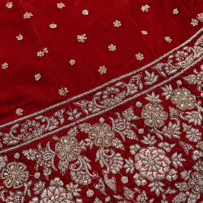 Red Velvet Anarkali Gown Vintage Bollywood Dress Zardozi hand Embroidered Floor Length Ethnic Party Wear Wedding Outfit