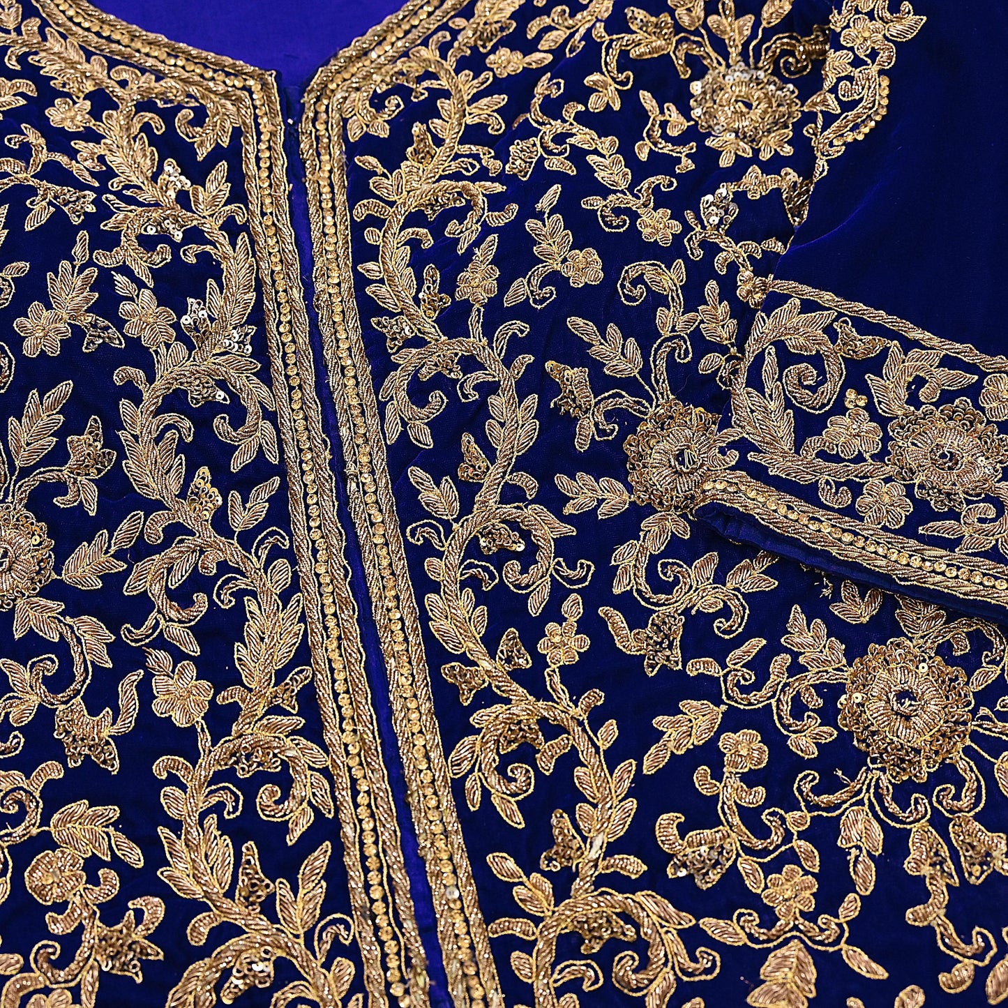 Royal Blue Velvet Anarkali style Gown Vintage Bollywood Dress hand Zardozi Embroidered Floor Length Ethnic Party Wear Wedding Outfit