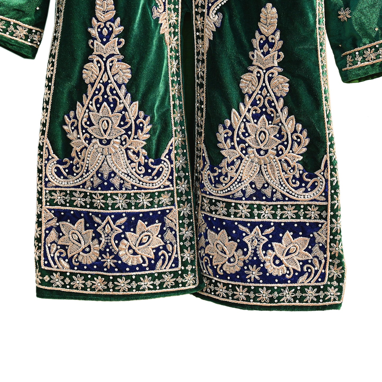 Green Velvet Straight Kurta Vintage Bollywood Dress Zardozi Embroidered Floor Length Ethnic Party Wear Wedding Outfit
