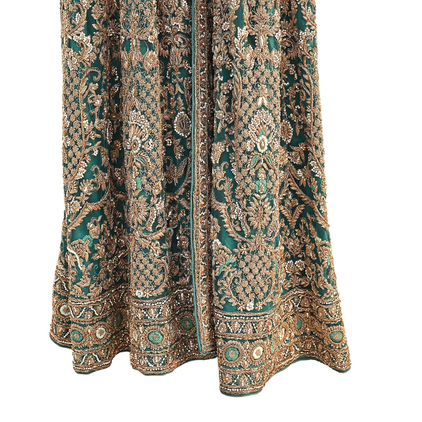 Green Net Anarkali style Gown Vintage Bollywood Dress Zardozi hand Embroidered Floor Length Ethnic Party Wear Wedding Outfit