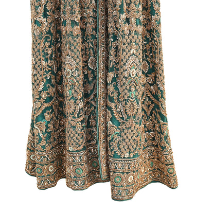 Green Net Anarkali style Gown Vintage Bollywood Dress Zardozi hand Embroidered Floor Length Ethnic Party Wear Wedding Outfit