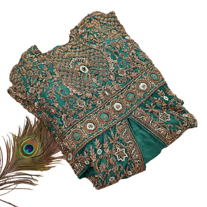 Green Net Anarkali style Gown Vintage Bollywood Dress Zardozi hand Embroidered Floor Length Ethnic Party Wear Wedding Outfit