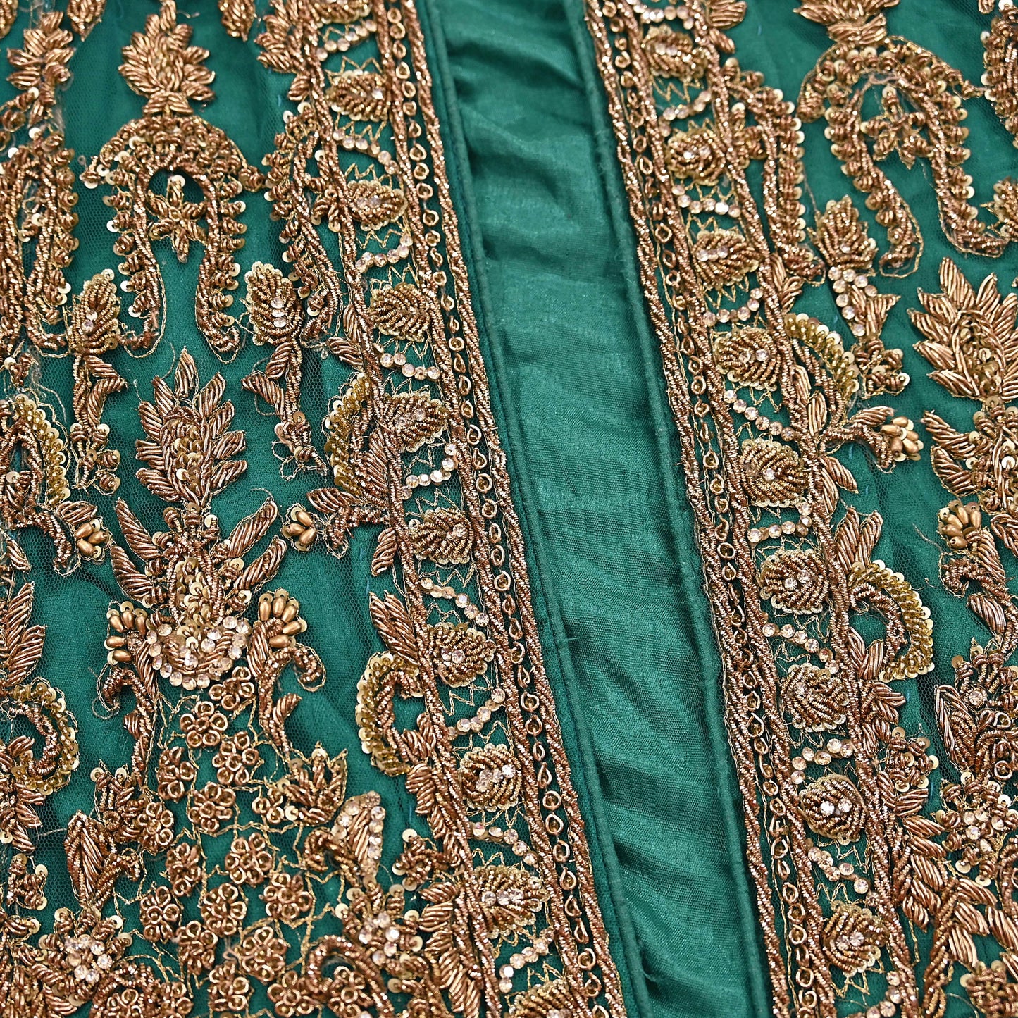 Green Net Anarkali style Gown Vintage Bollywood Dress Zardozi hand Embroidered Floor Length Ethnic Party Wear Wedding Outfit